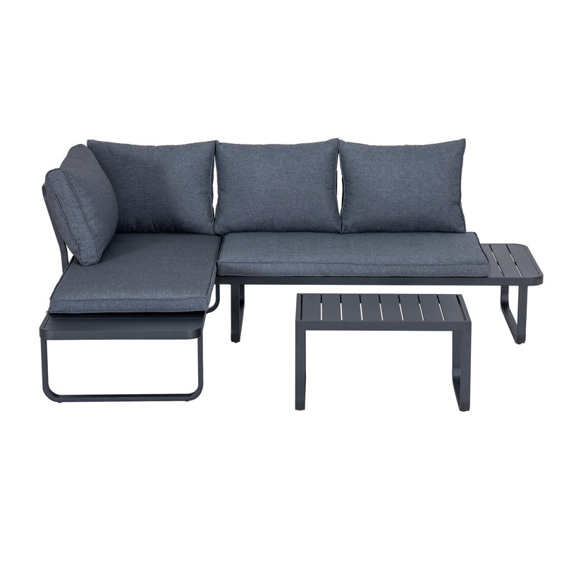 SUNJOY Outdoor Garden Corner Lounge Set DUBAI 3-Piece Patio Furniture Set With Cushions