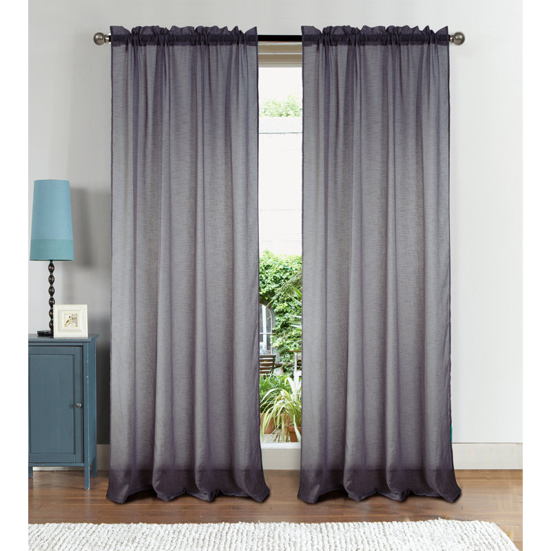 Landrienne Sheer Curtain Single Panel, Gray