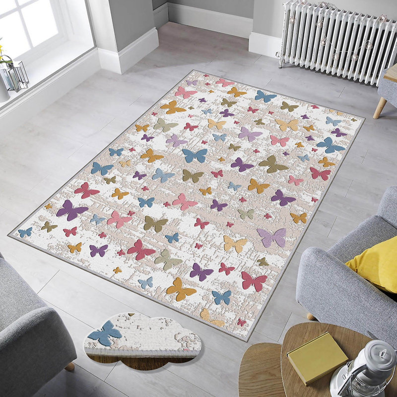 Stylish Woven Carpet, 5.2 x 7.5 Feet | 100% Polyester, 0.3 in Pile Height, Antibacterial, Non-Slip PVC Dot Underside | Machine Washable, 3D Digital Print | Perfect for Living Room, Bedroom & Home Décor