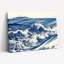 Ensemble de 1 tableau sur toile tendue représentant un paysage de vagues bleues et de montagnes-604582009