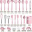 Ensemble 33 ustensiles de cuisine en silicone 33 pièces, résistant à la chaleur antiadhésif, lavable au lave-vaisselle, sans BPA, rose