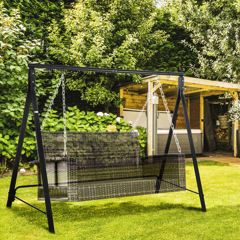 Playground Swing Frame, 528 Lbs Capacity, Black, For Various Hanging Chair Types Patio Stand, Suited Multiple Chairs