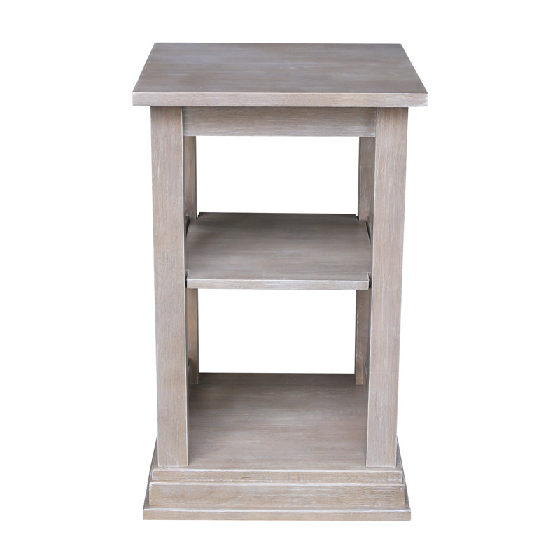 Rossitano Solid Wood End Table, Washed Gray Taupe