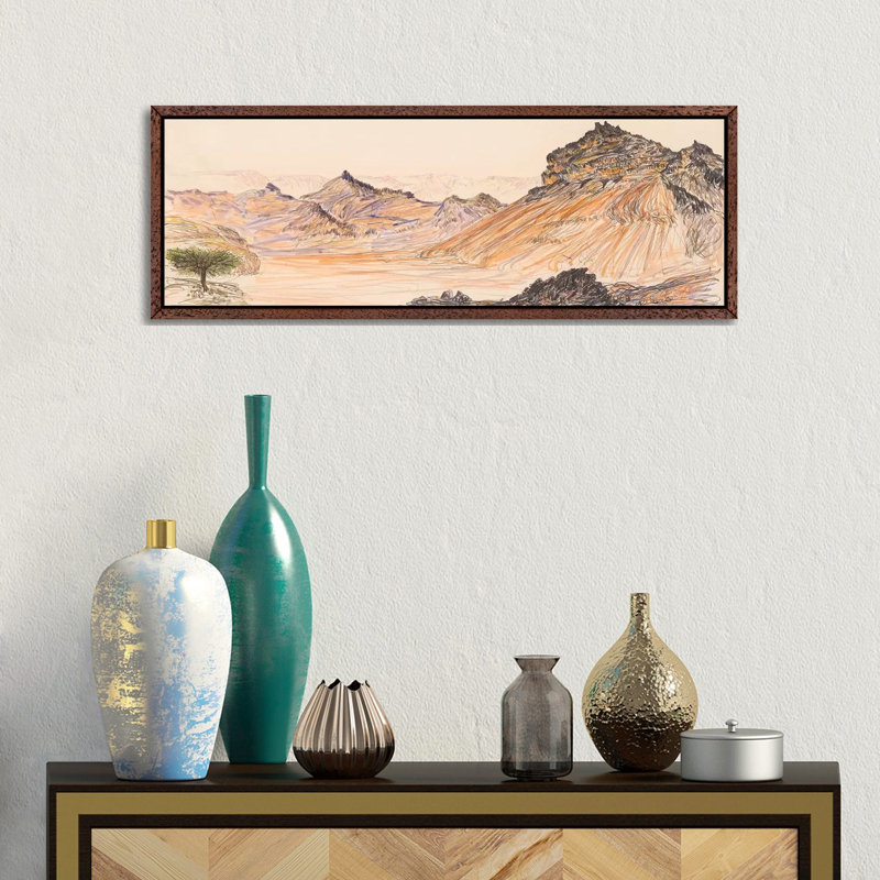 Nahal Gevanim by Itzu Rimmer - Panoramic Print on Canvas, Classic Brown Wood Framed, 30.48 cm H x 91.44 cm W
