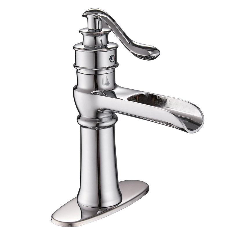 Waterfall Single Hole Single-Handle Low-Arc Bathroom Faucet, Polished Chrome