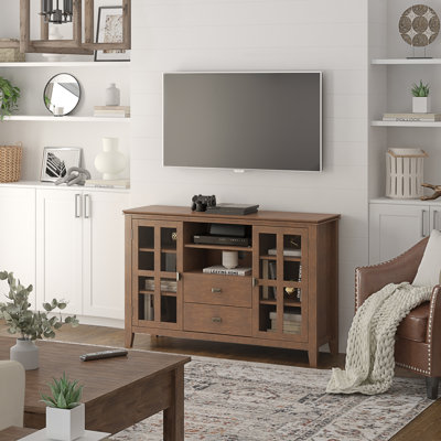 Meuble télé haut en bois massif Artisan