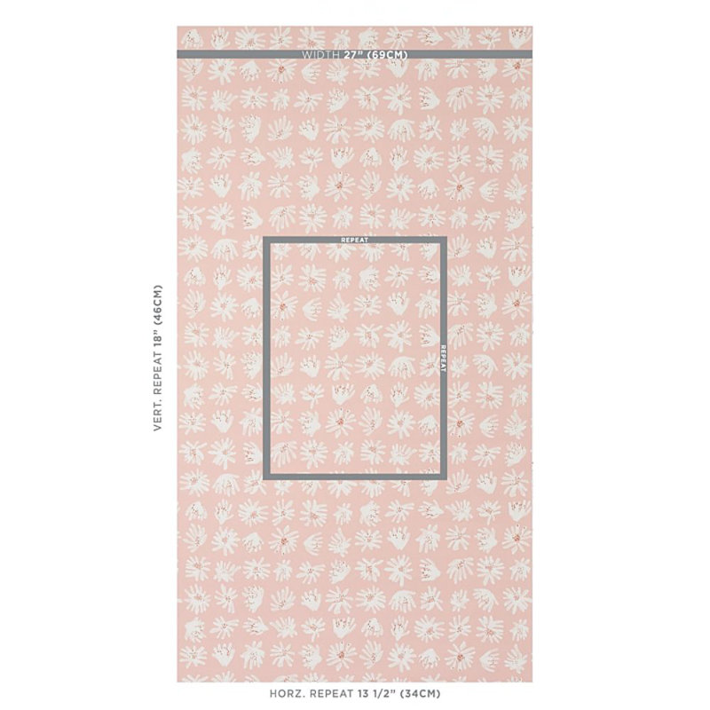 Papier peint Schumacher x Caroline Z Hurley Meadow Rock, Rosé