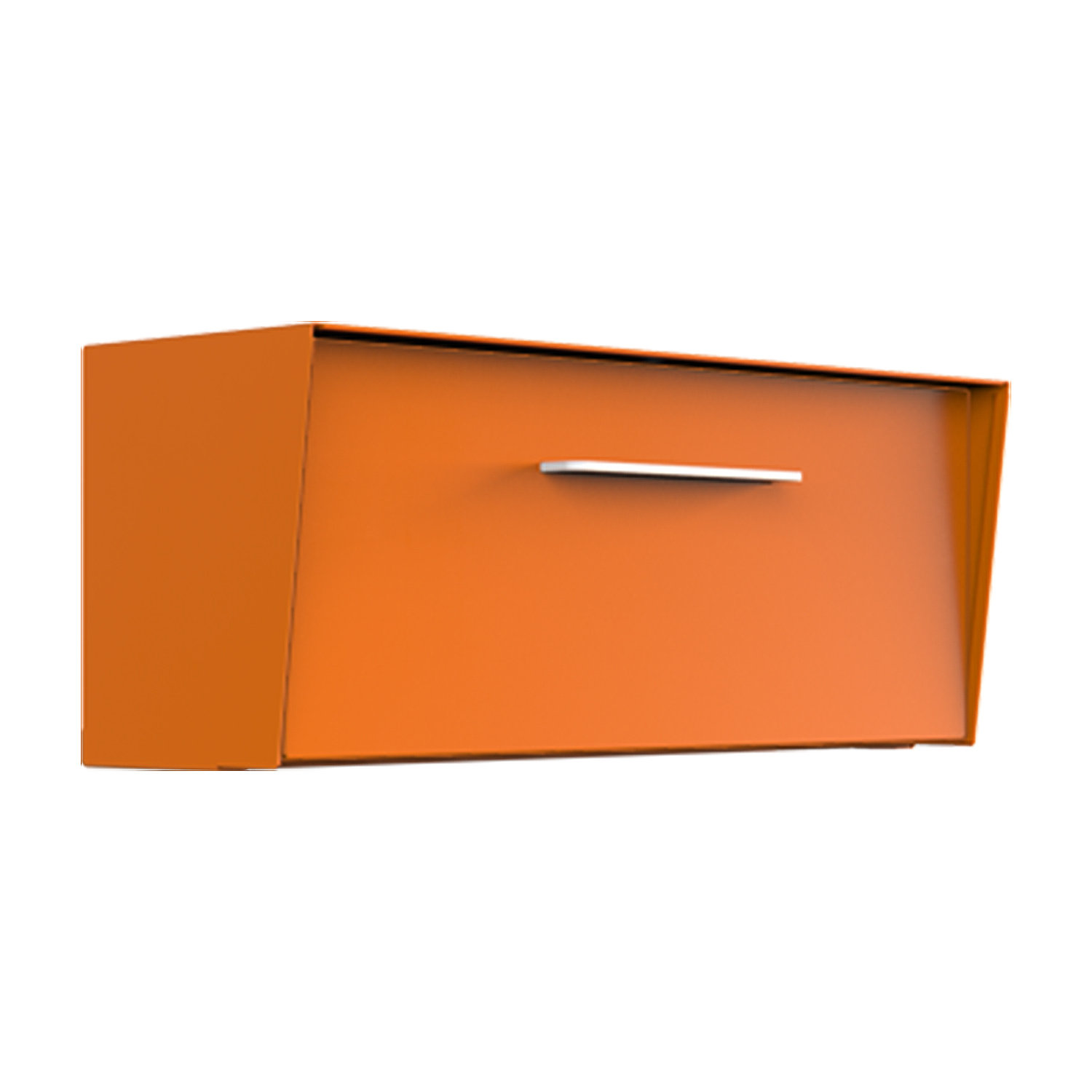 Mid-Century Modern Angled Wall-Mounted Mailbox, Pumpkin