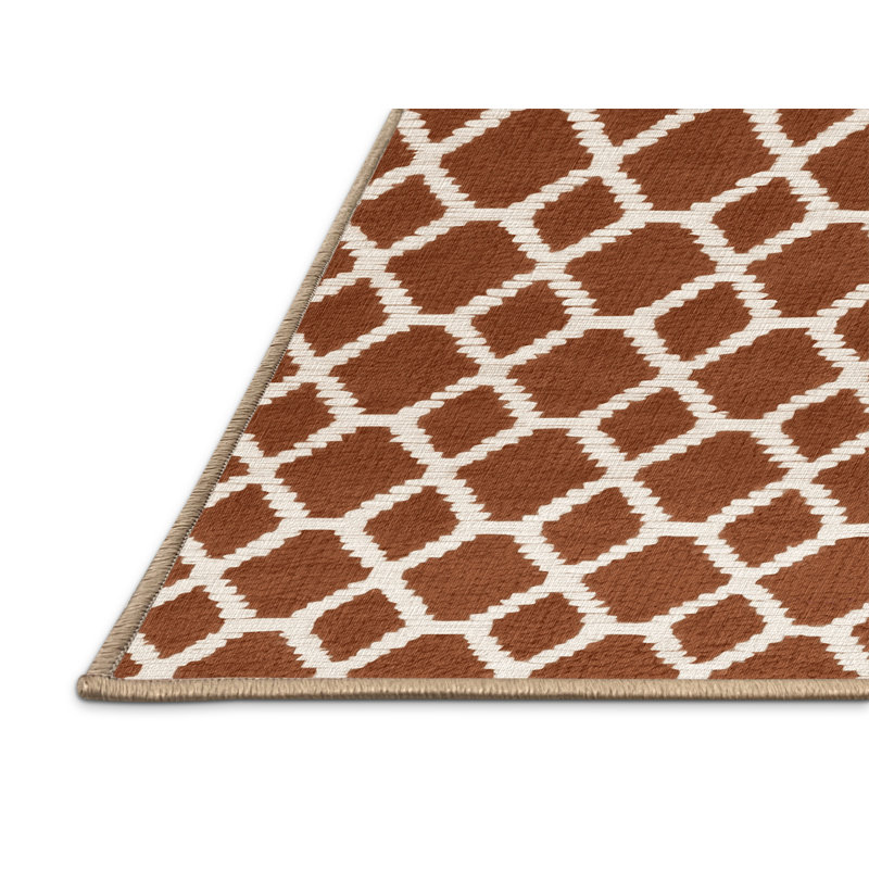 Tapis brun treillis lavable à la machine, Carré 8 pi