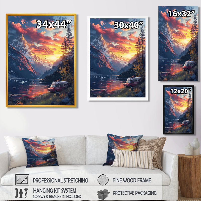Caulkins - camping, voyage, art mural, salon, H 20 po x l 12 po x P 1 po, Cadre flottant noir