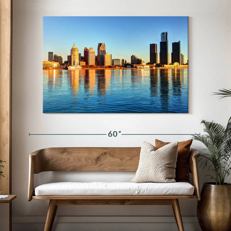 Ravi Detroit Waterfront Skyline, 34" H x 51" W