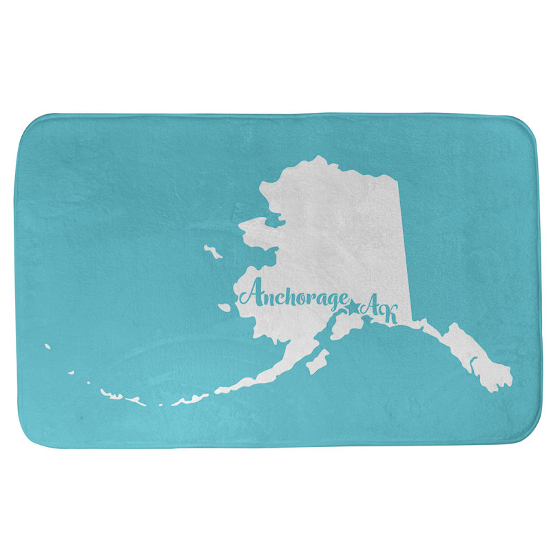 Tapis pour salle de bain ancrage alaska, l 21 po x L 34 po, Bleu sarcelle, Anchorage, Alaska