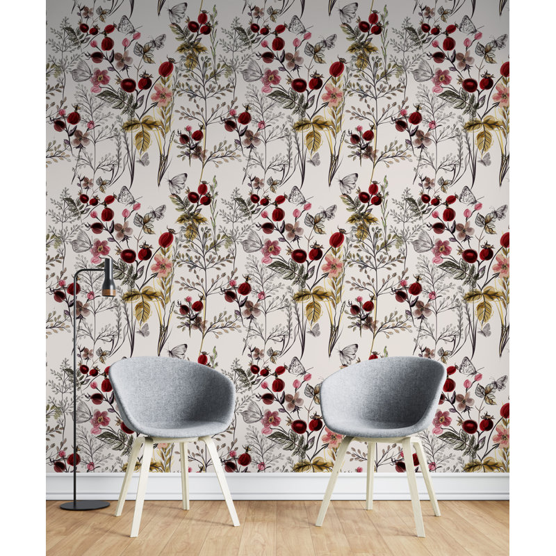 Papier peint amovible Red Rose Hip, l 24 po x L 50 po