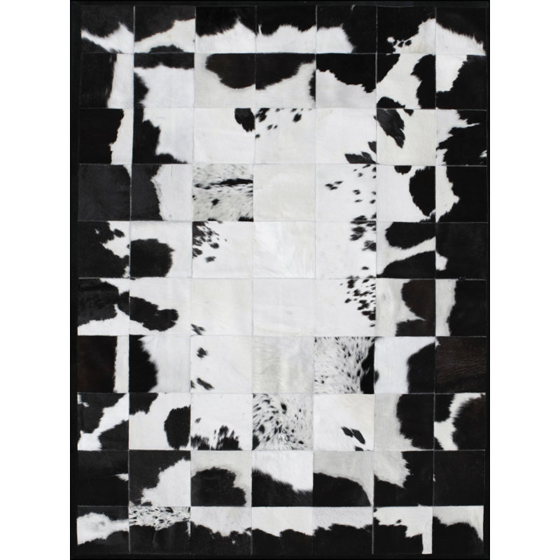 Rompecabeza Cowhide Abstract Area Rug, Rectangle 2' x 3'