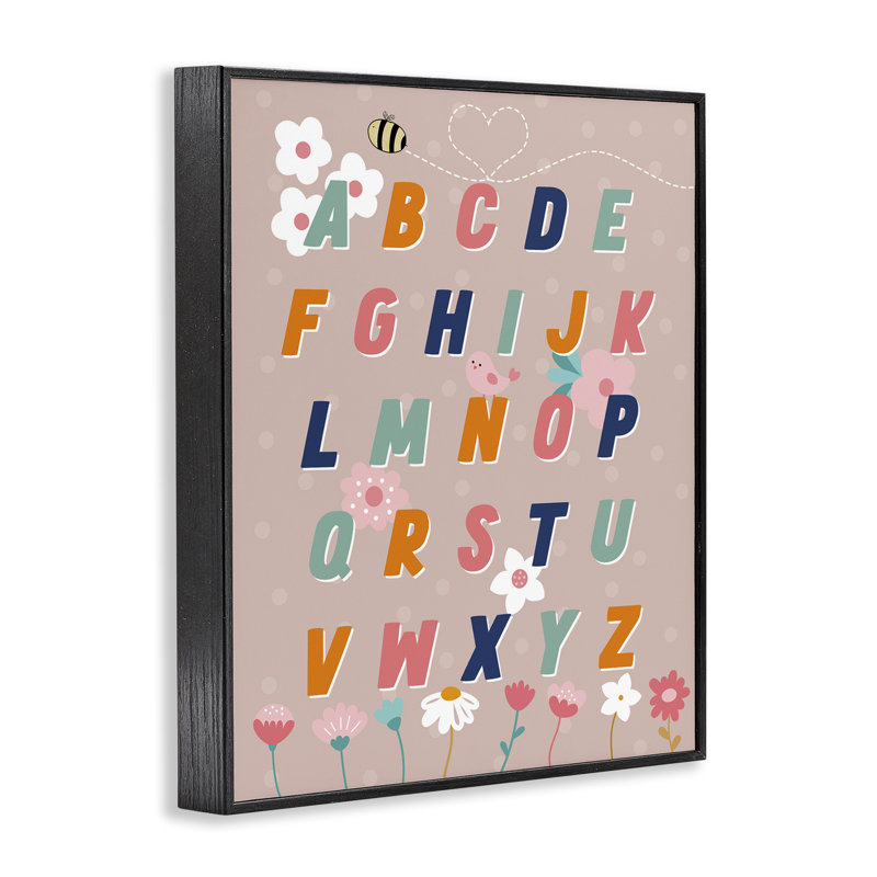 Alphabet with Florals Framed Giclee Art by Daniela Santiago, Midnight Black Framed Giclee, 14" H x 11" W