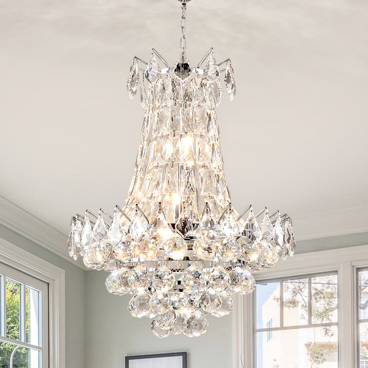 Bernhard 6 - Light Dimmable Empire Chandelier with Crystal Accents
