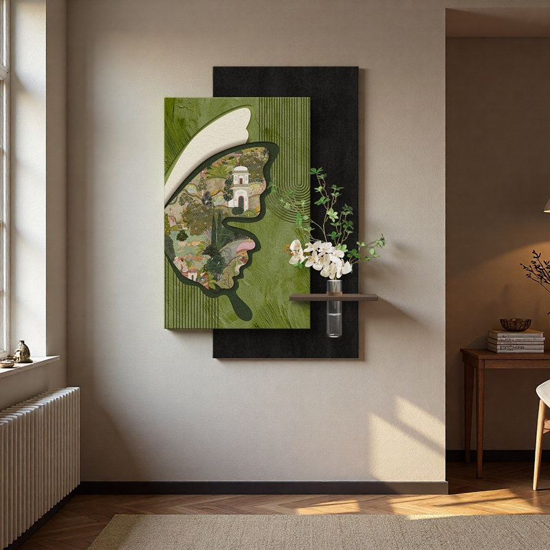 Pot à fleurs Mid-Century moderne en grès papillon, H 59,06 po x l 39,37 po x P 1,57 po