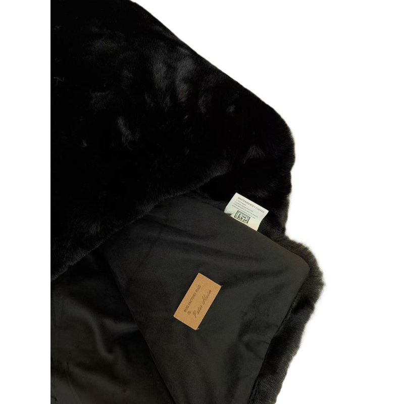 Jeté en fausse fourrure, Black, 60" L x 50" W
