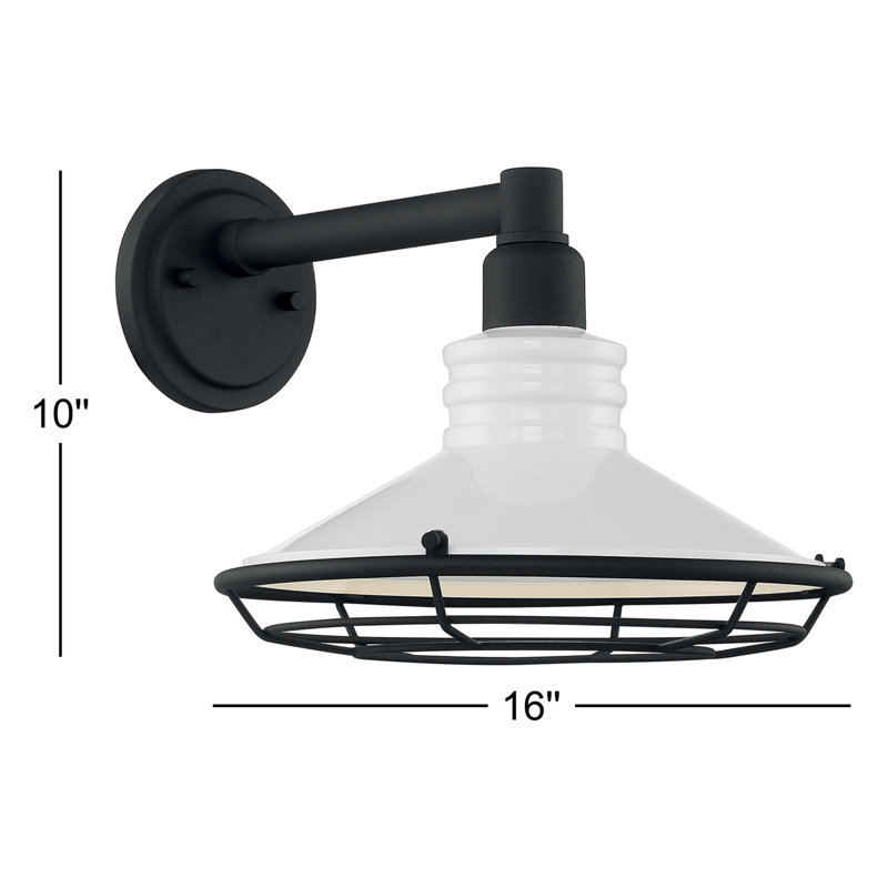 Parkdale Wall Light, Black, Gloss White/Textured Black, 10" H x 12" W x 16" D
