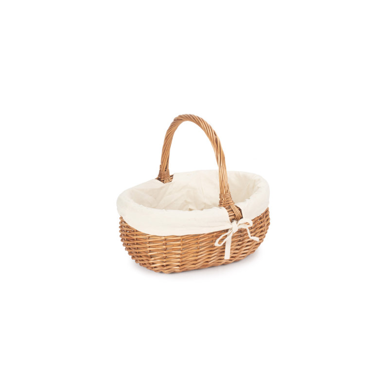 Wicker Lined Shopper Basket, Brown, 35cm H x 33cm W x 38cm D
