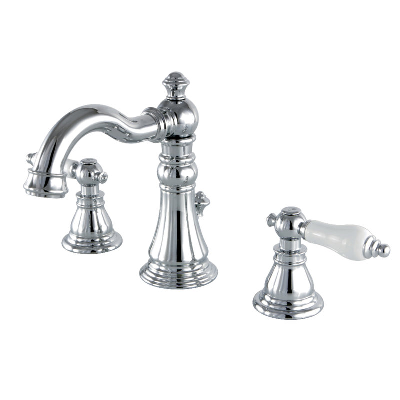 Robinet de salle de bain espacé à deux poignées à 3 poignées et fixation sur le comptoir avec bonde escamotable Kingston Brass