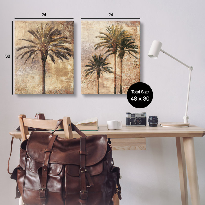  "Arching Palm Leaves", ensemble de 2 toiles d'art par John Seba, H 30 po x l 24 po