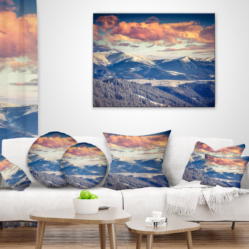 Coussin d'hiver Winter Sunset, 16 po x 1 po, Coussin décoratif