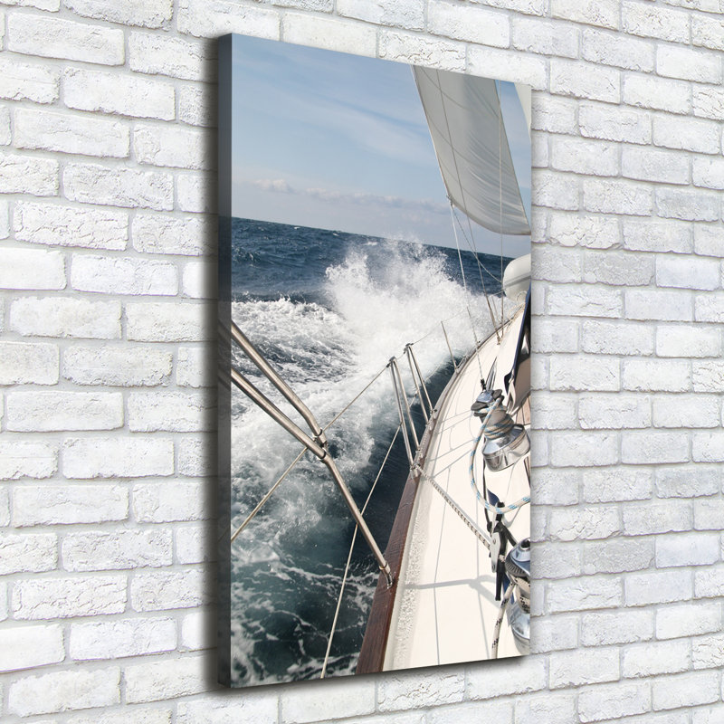 Yacht on the sea 1 Piece Wrapped Canvas Wall Art, 100cm H x 50cm W