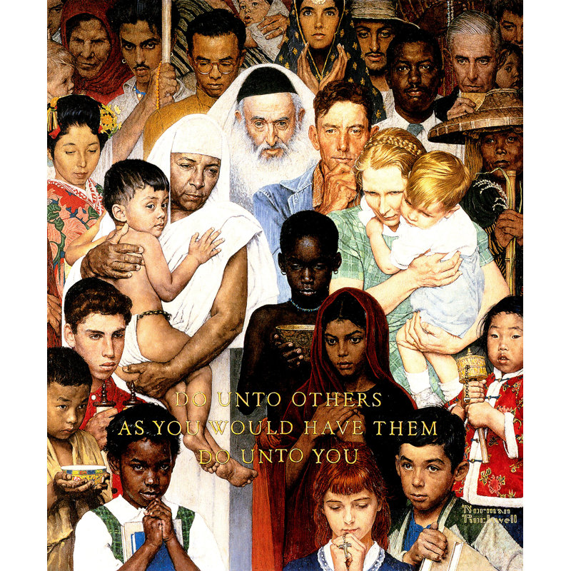 « golden rule » par norman rockwell, impression sur toile tendue, H 48 po x l 40 po