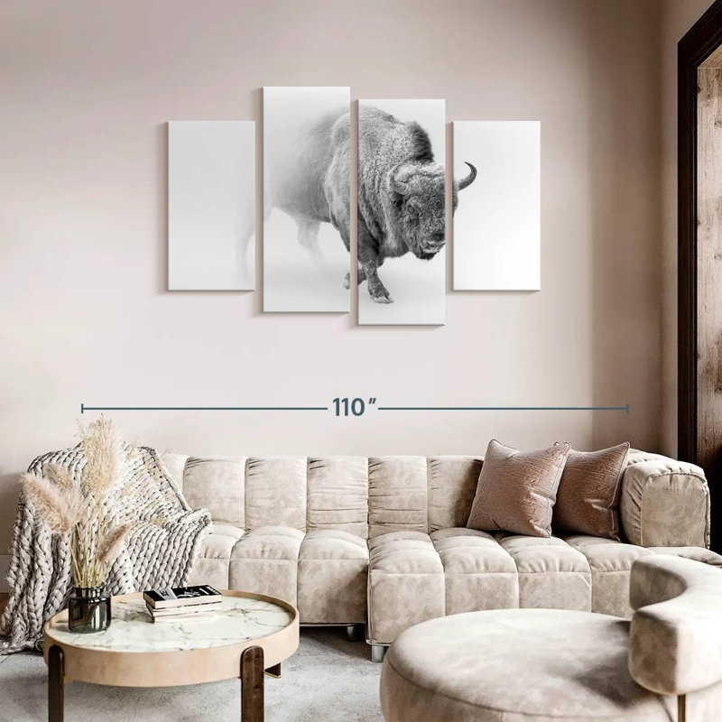 " Wild Bison " 4 - Pieces, 48" H x 75" W x 1.25" D