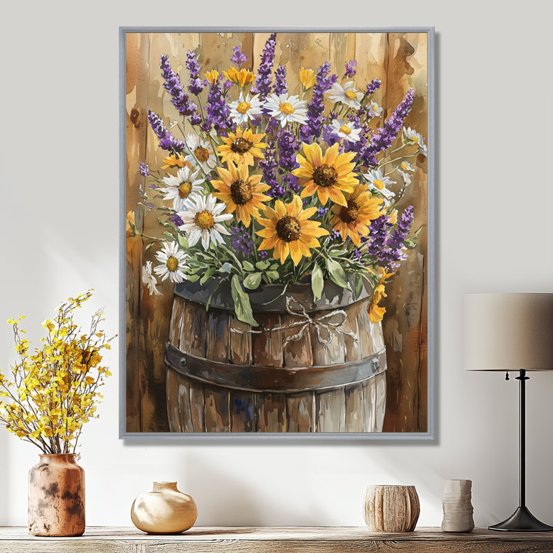 Dorrine - impressions sur toile florales, Argent argent, H 32 po x l 24 po, Impression encadrée flottante