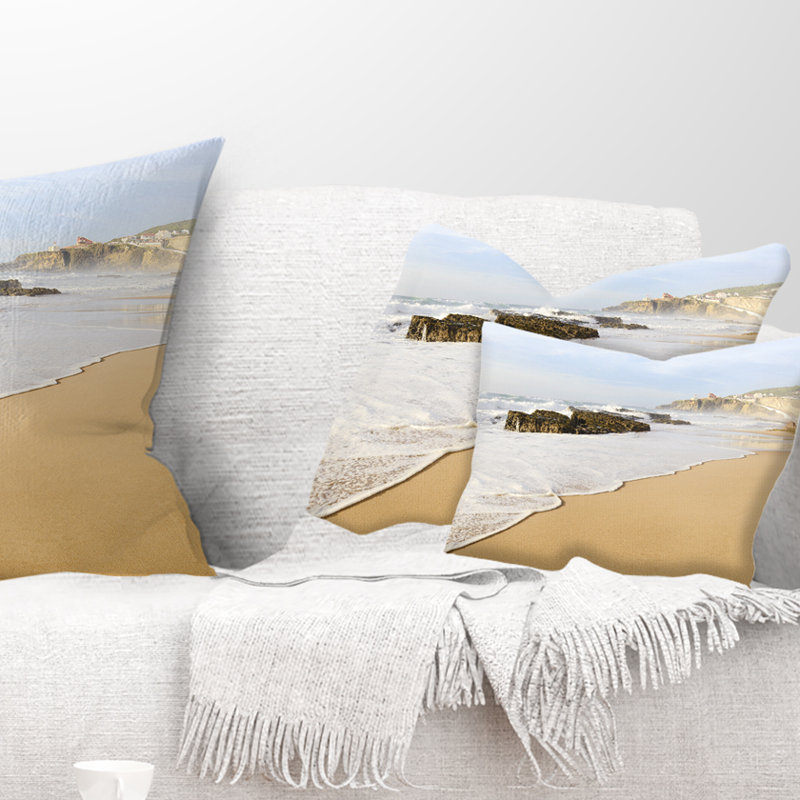 Coussin de seascape magoito beach portugal, 18 po x 18 po, Coussin décoratif
