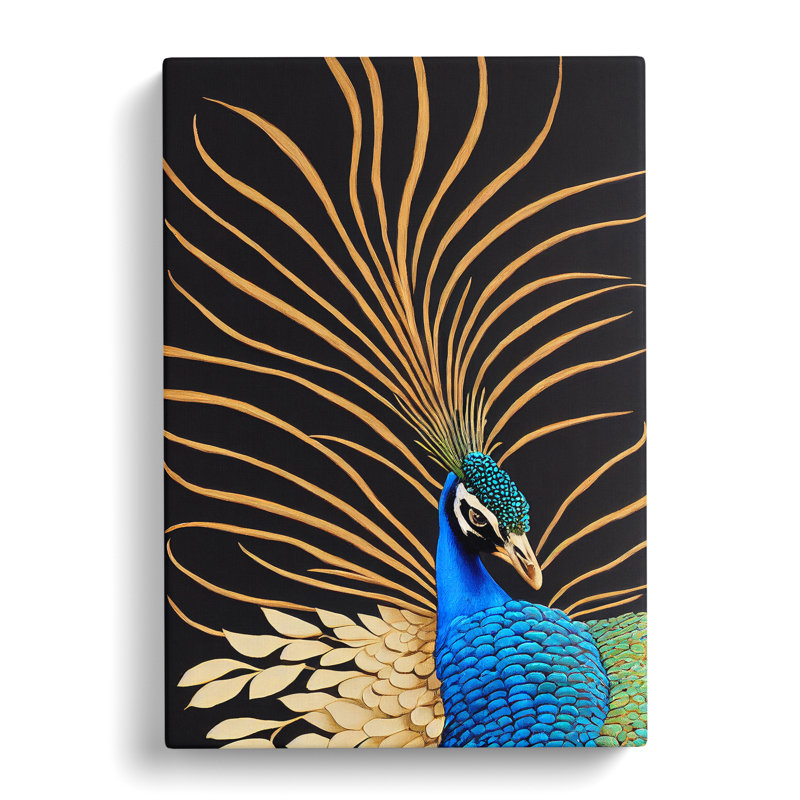 Striking Peacock Art No.4 - Wrapped Canvas, 50cm H x 35cm W x 3cm D