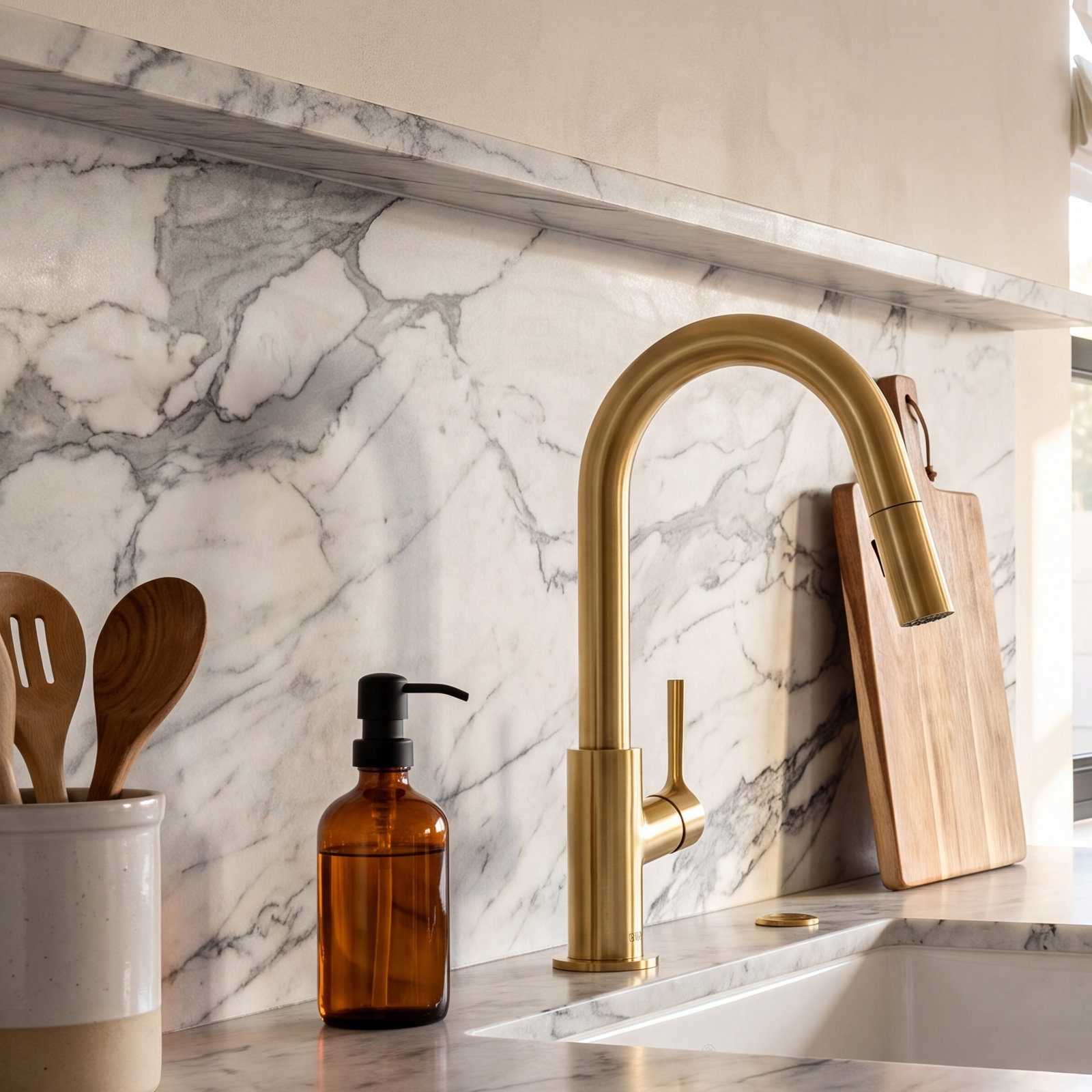 KIBI Fusion Pull-Down Kitchen Faucet, Brushed Gold