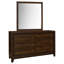 Commode 6 tiroirs en noyer avec miroir