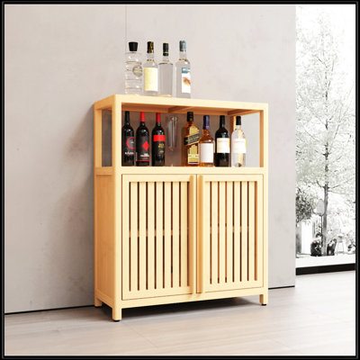 Armoire de rangement en bambou de grande capacité pour salle de bain