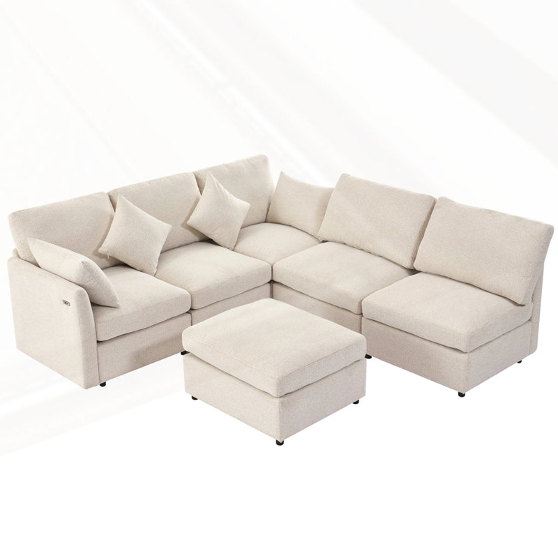 Sectional Sofa Modular Sofa U-shaped Sofa Couch, Beige