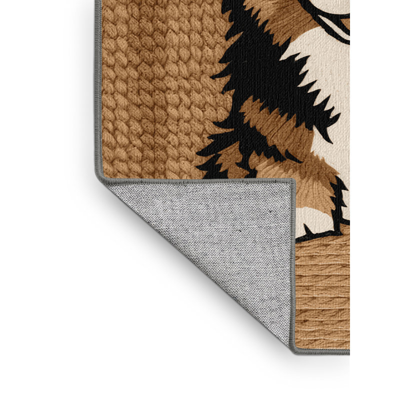 Washable Kishu Ken Dogs Area Rug, Round 7'