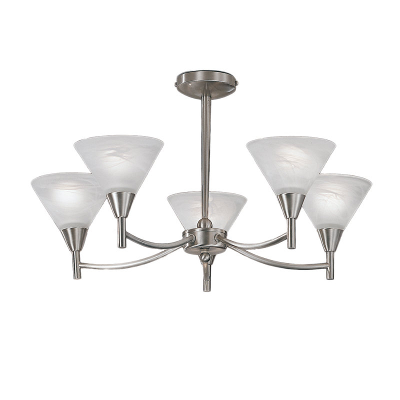 Millicent Glass Semi Flush Mount, Satin Nickel