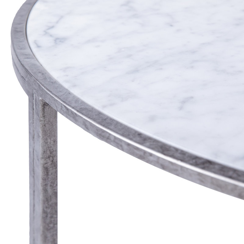 Paris Marble Drum End Table, Royal Silver