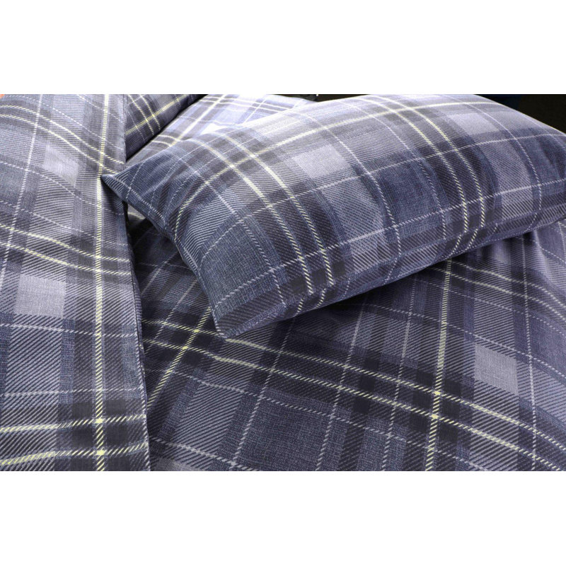 Aceline Cotton Blend Plaid Duvet Cover Set with Pillowcases, Kingsize - 2 Pillowcases (50 x 75cm)