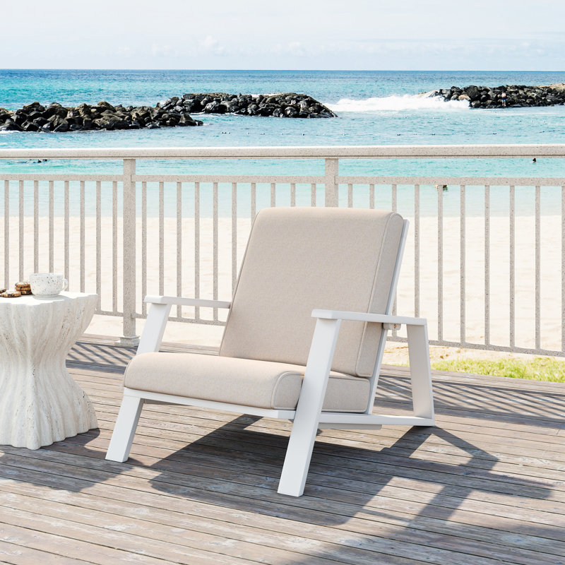 Chaise longue de patio avec coussin, Blanc