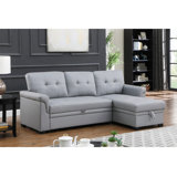 Leather  Reversible Sleeper Sectional Sofa, Upholstered Sofa