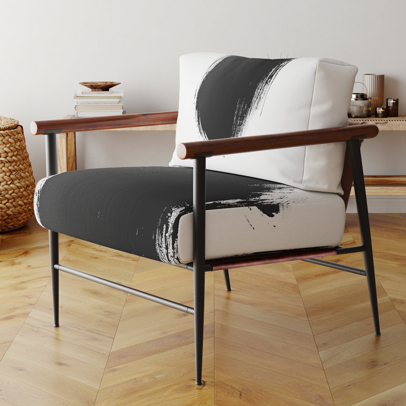 Chaise d'appoint abstraite Minimalisme - Fauteuil ovale monochrome brossé, Brown Round Arms