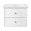 Meuble-lavabo suspendu de 61 cm avec lavabo en céramique intégré, armoire de rangement murale blanche avec tiroirs et portes