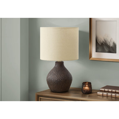 Lighting, 16 po, lampe de table, résine, abat-jour beige, contemporain