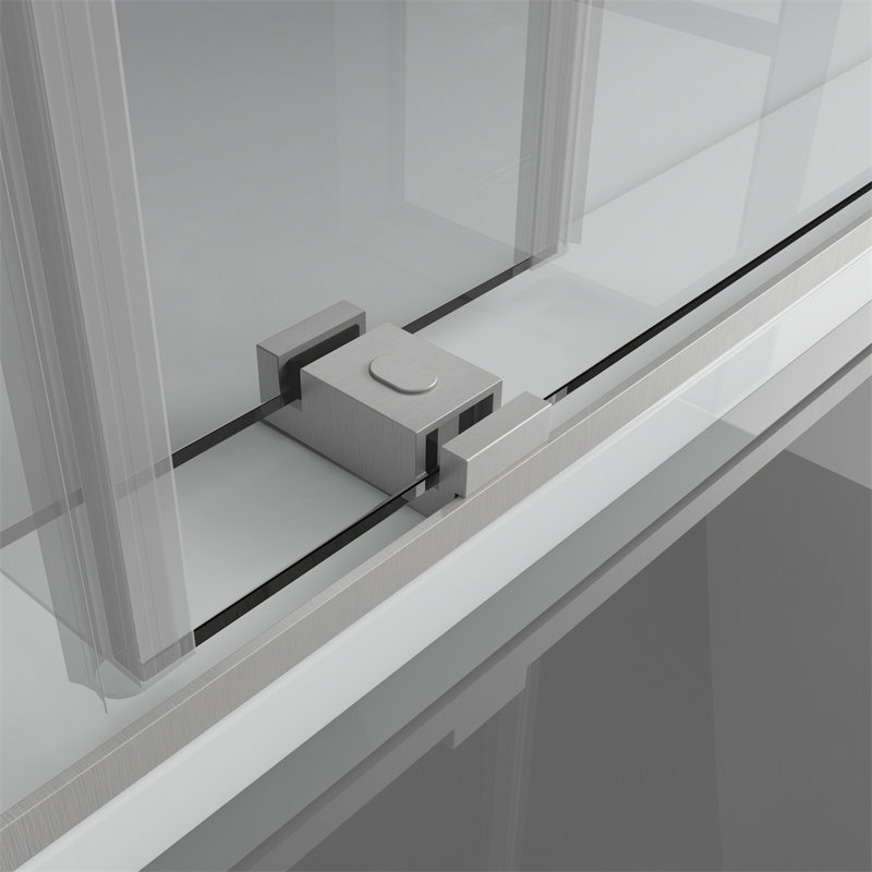 72" W x 76" H Frameless Rectangle Shower Stall with with 10mm Glass Panel, Brushed