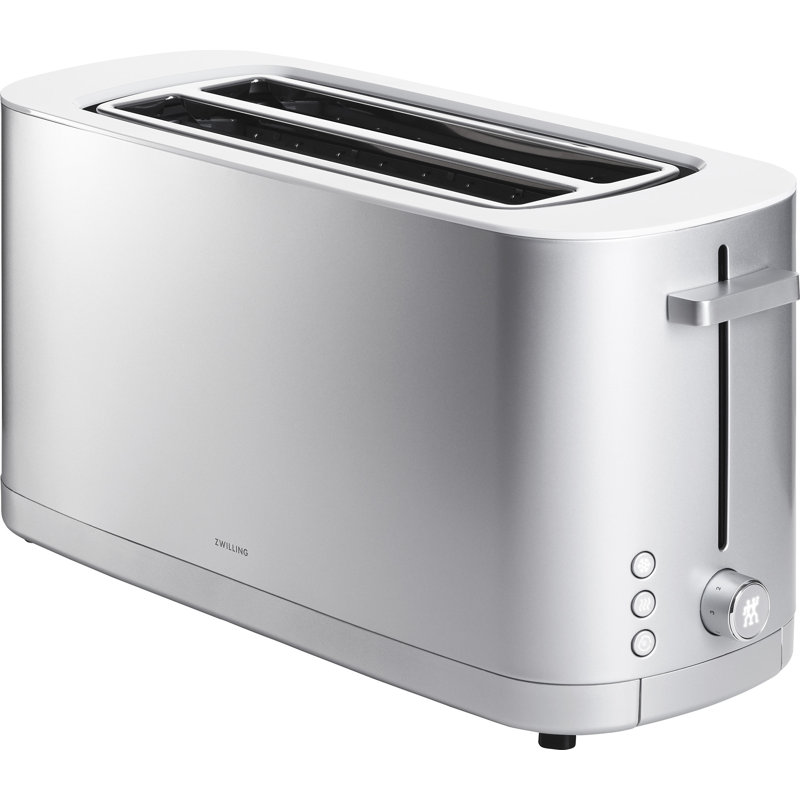 ZWILLING Enfinigy, 4-Slice Long Slot Toaster, Extra Wide 1.5" Slots for Bagels and Toast, Silver