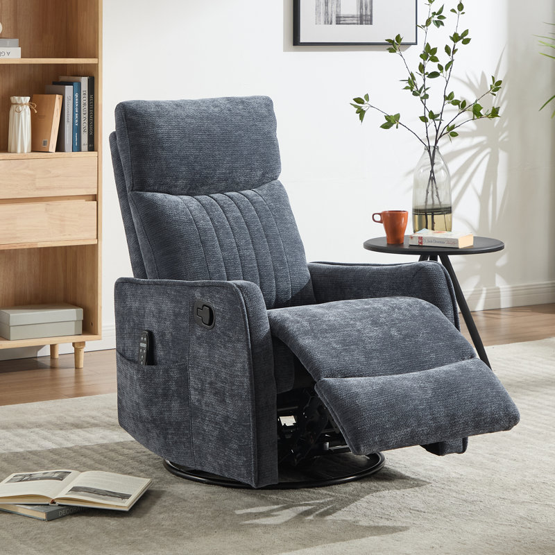 26.37" W Manual Swivel Rocker With Massage Heated, Blue Gray
