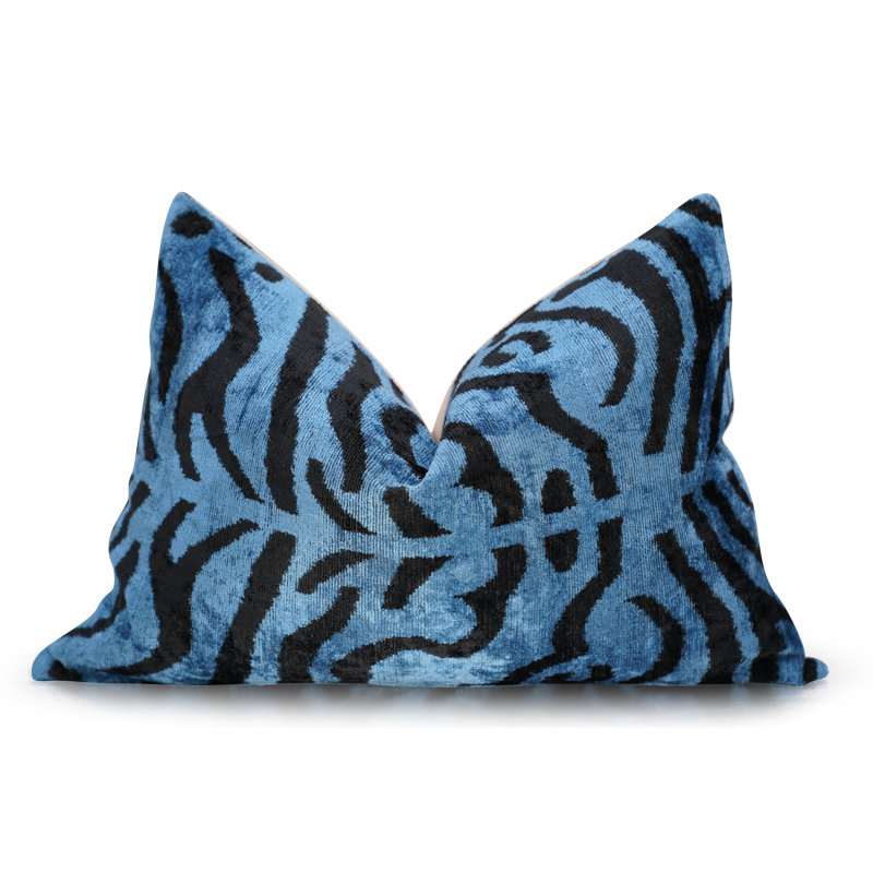 Silk/Velvet Lumbar Rectangular Pillow Cover & Insert, Blue
